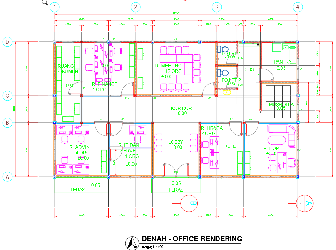 Layout CCTV dan Access Point Office Rendering