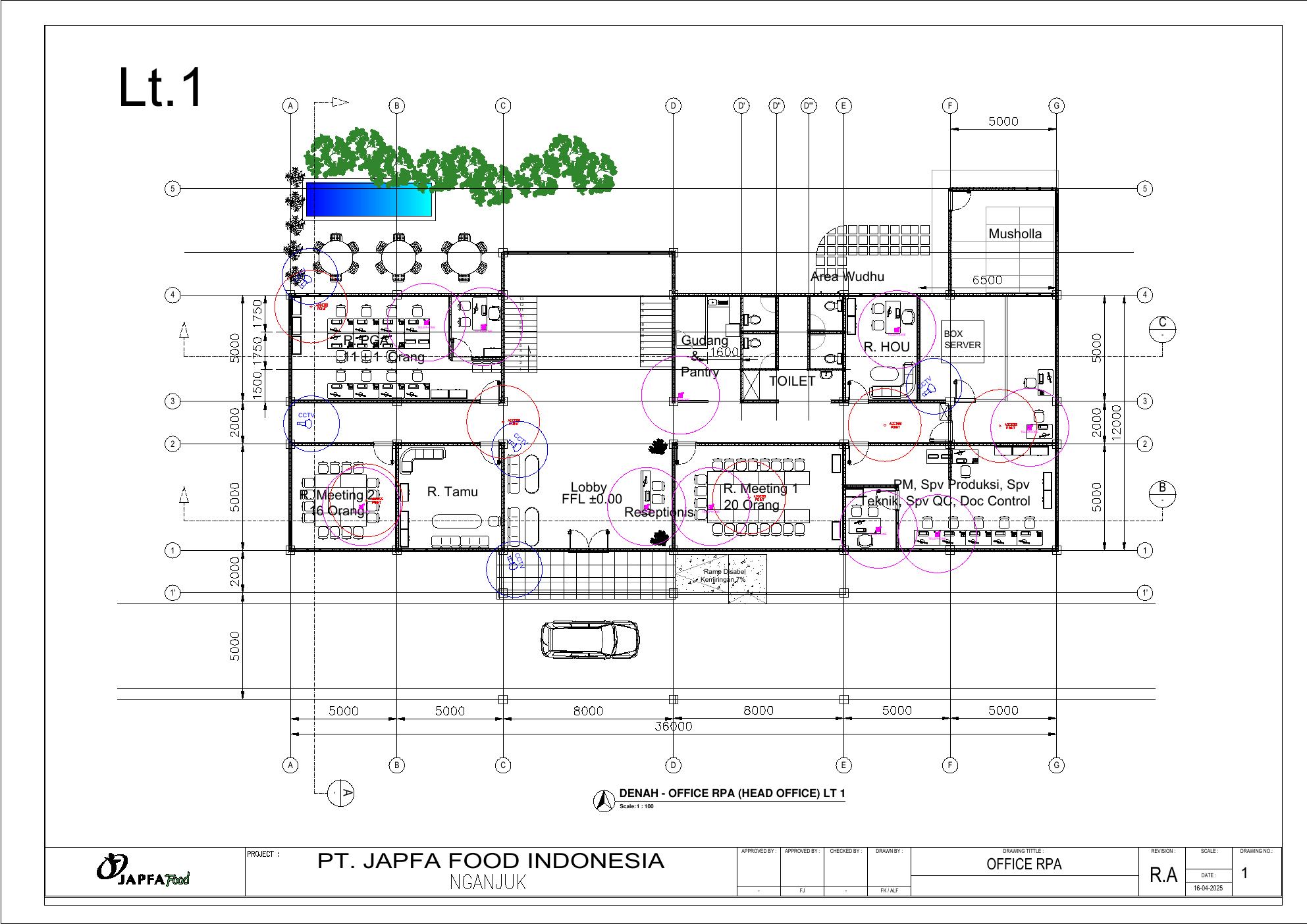 Layout Main Office: telepon, AP dan CCTV